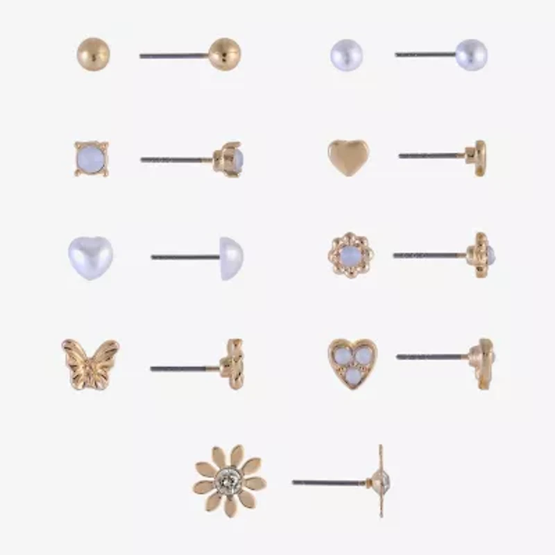 Arizona Womens Heart 9 Pair Earring Set