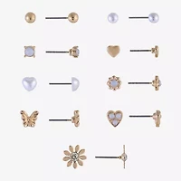 Arizona Womens Heart 9 Pair Earring Set