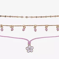 Arizona Womens 9 Inch Cable Flower Ankle Bracelet