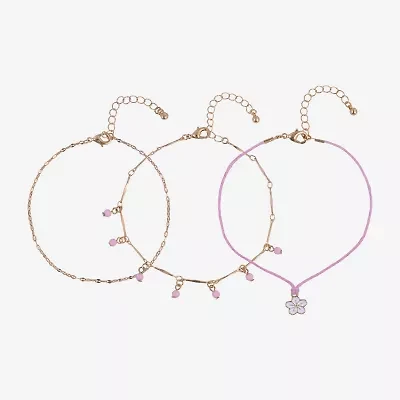 Arizona Womens 9 Inch Cable Flower Ankle Bracelet