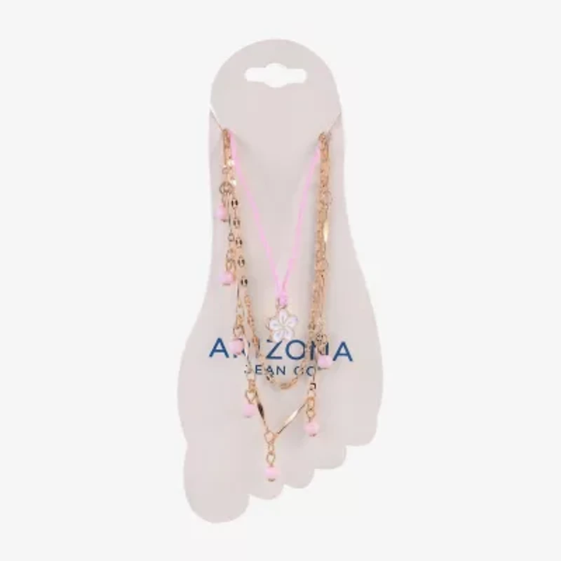 Arizona Womens 9 Inch Cable Flower Ankle Bracelet