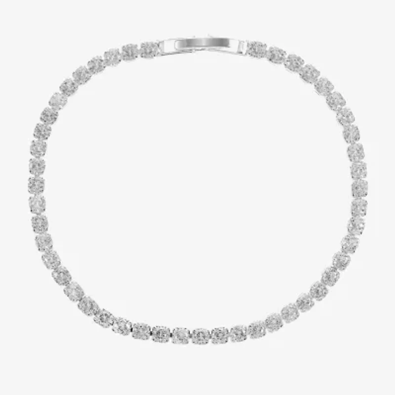 Sparkle Allure Womens Cubic Zirconia Pure Silver Over Brass Round 7.5 Inch Tennis Bracelet