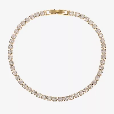 Sparkle Allure Womens Cubic Zirconia 14K Gold Over Brass Round 7.5 Inch Tennis Bracelet