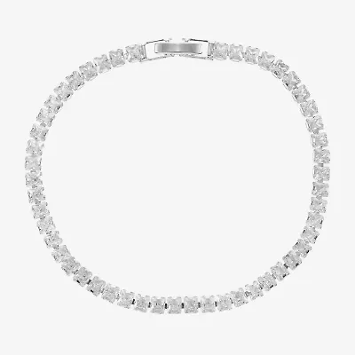 Sparkle Allure Womens Cubic Zirconia Pure Silver Over Brass Square 7.5 Inch Tennis Bracelet