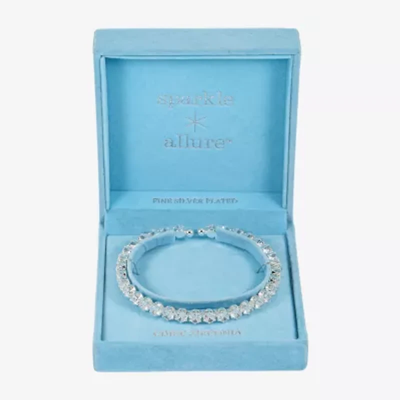 Sparkle Allure Tennis Womens Cubic Zirconia Pure Silver Over Brass Wrap Bracelet