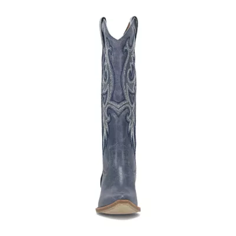 Frye and Co. Womens Irlene Tall Deco Stitch Sculptural Heel Cowboy Boots