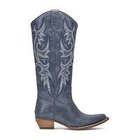 Frye and Co. Womens Irlene Tall Deco Stitch Sculptural Heel Cowboy Boots