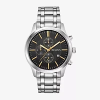 Bulova Mens Chronograph Silver Tone Stainless Steel Bracelet Watch 96b305