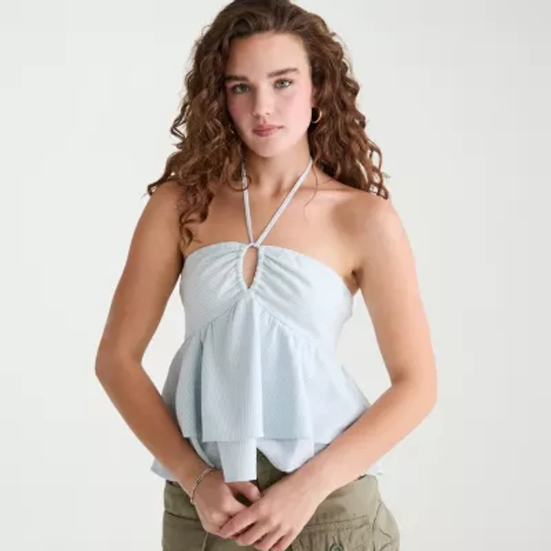 AEROPOSTALE Womens Juniors Halter Neck Sleeveless Babydoll Top