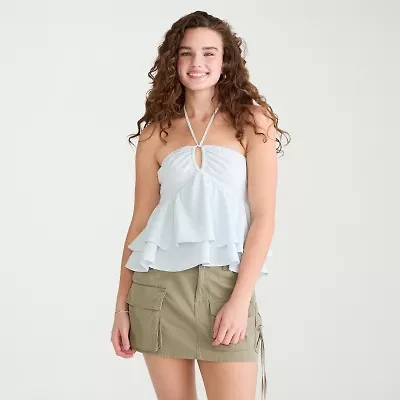AEROPOSTALE Womens Juniors Halter Neck Sleeveless Babydoll Top