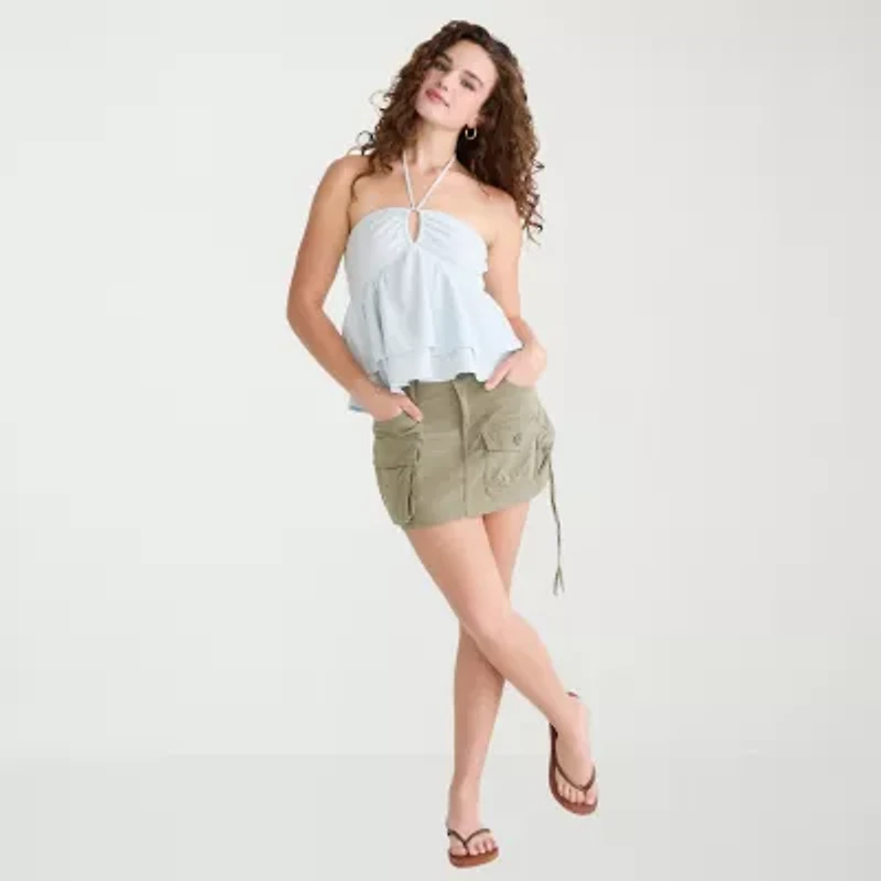 AEROPOSTALE Womens Juniors Halter Neck Sleeveless Babydoll Top