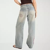 AEROPOSTALE Hibiscus Rhinestone Womens Juniors Low Rise Loose Fit Jean