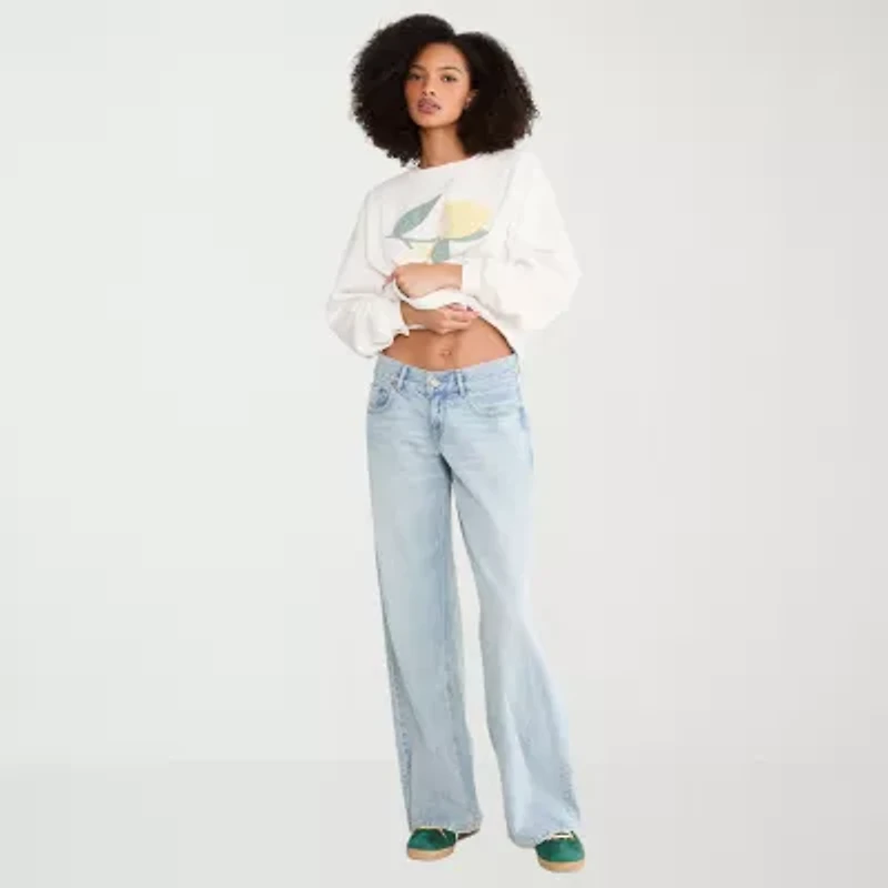 AEROPOSTALE Womens Juniors Crew Neck Long Sleeve Sweatshirt