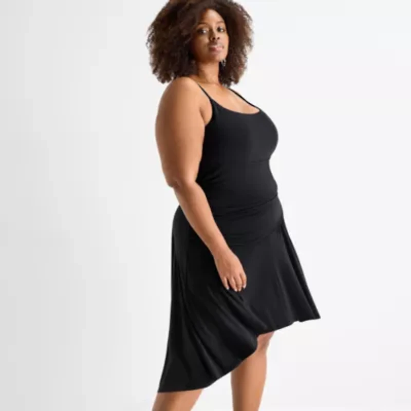 Ashley Graham Womens Plus High-Low Fit + Flare Dress