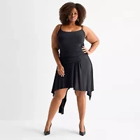 Ashley Graham Womens Plus High-Low Fit + Flare Dress