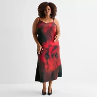 Ashley Graham Womens Satin Slip Dress