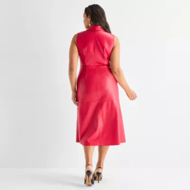 Ashley Graham Faux Leather Wrap Dress