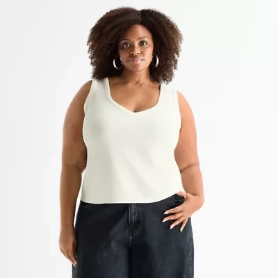 Ashley Graham Womens Plus U Neck Tank