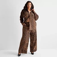 Ashley Graham Womens Long Sleeve Button-Down Shirt