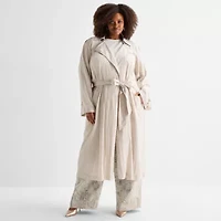 Ashley Graham Womens Lightweight Trench Coat
