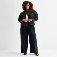 Ashley Graham Womens Plus Denim Lightweight Jacket