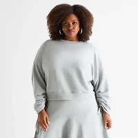 Ashley Graham Womens Crew Neck Long Sleeve Sweatshirt