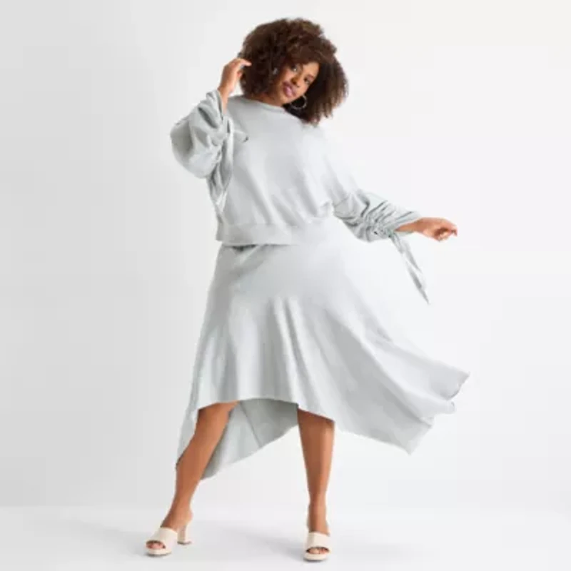 Ashley Graham Womens Crew Neck Long Sleeve Sweatshirt