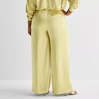 Ashley Graham Womens Straight Flat Front Pant