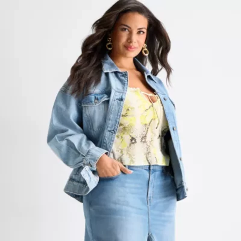 Ashley Graham Womens Plus Lightweight Jacket