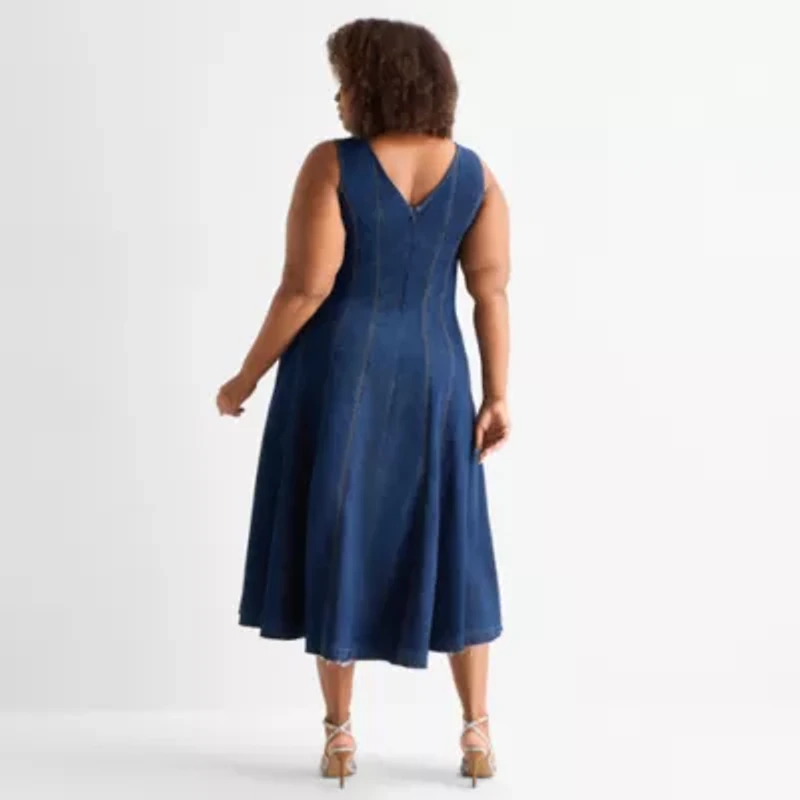 Ashley Graham Womens Plus A-Line Dress