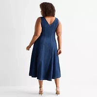 Ashley Graham Womens Plus A-Line Dress