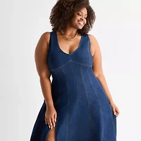 Ashley Graham Womens Plus A-Line Dress
