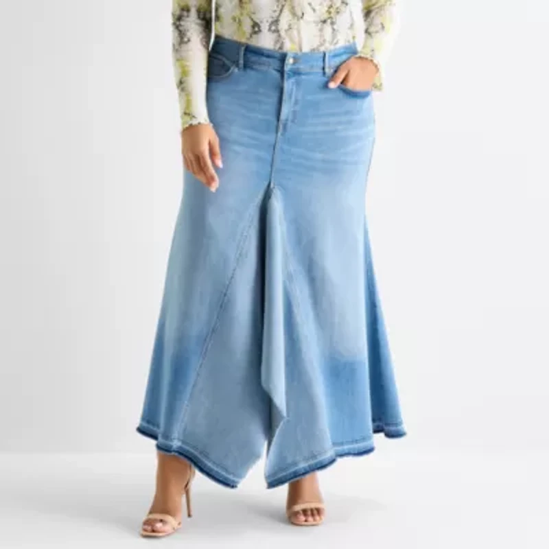 Ashley Graham Womens Plus Maxi Skirt