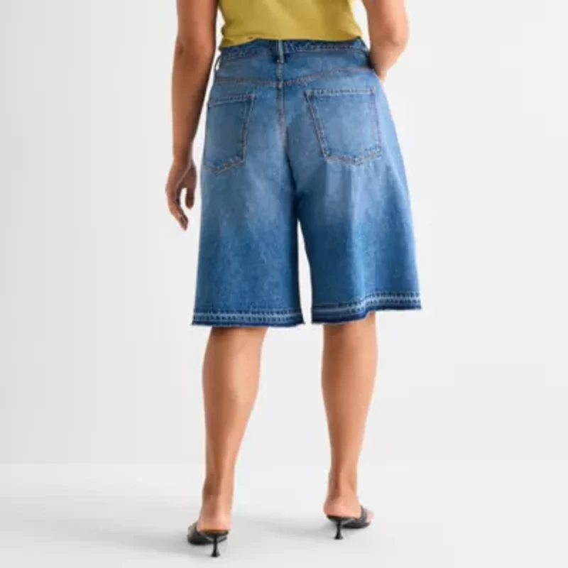 Ashley Graham Womens 14" Plus Denim Short