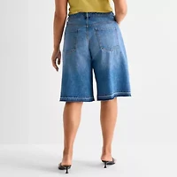 Ashley Graham Womens 14" Plus Denim Short