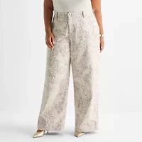 Ashley Graham Womens Plus Wide Leg Jean