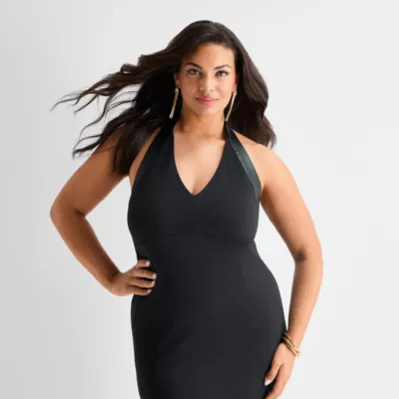 Ashley Graham Womens Midi Bodycon Dress