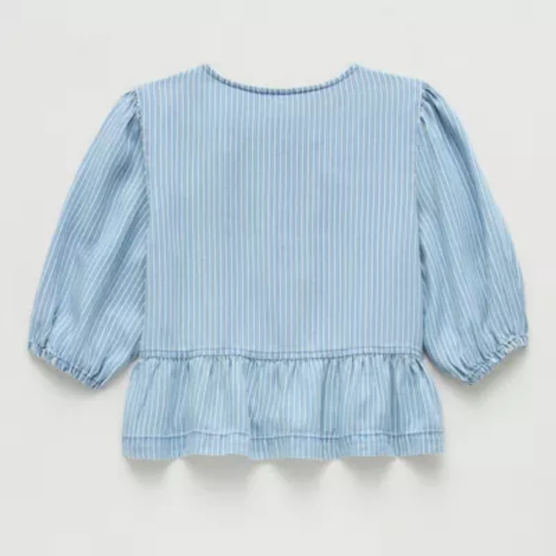Thereabouts Little & Big Kid Girls Crew Neck 3/4 Sleeve Blouse