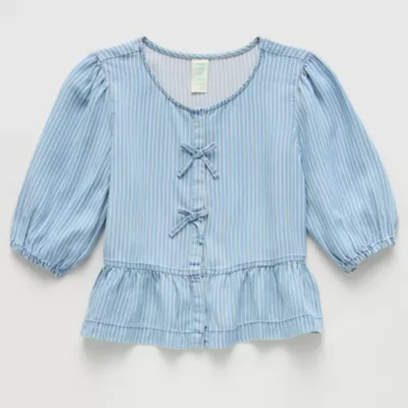 Thereabouts Little & Big Kid Girls Crew Neck 3/4 Sleeve Blouse