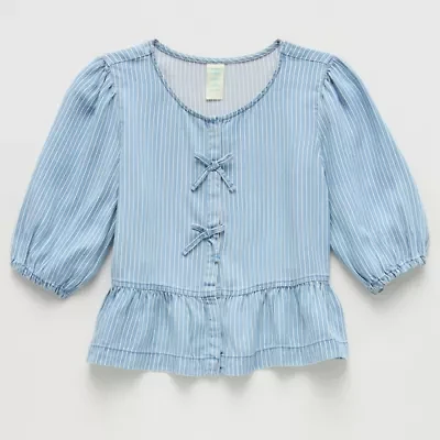 Thereabouts Little & Big Kid Girls Crew Neck 3/4 Sleeve Blouse