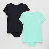Thereabouts Little & Big Kid Girls Crew Neck Short Sleeve Adaptive 2-pc. Bodysuit