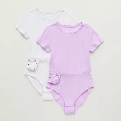 Thereabouts Little & Big Kid Girls Round Neck Short Sleeve Adaptive 2-pc. Bodysuit