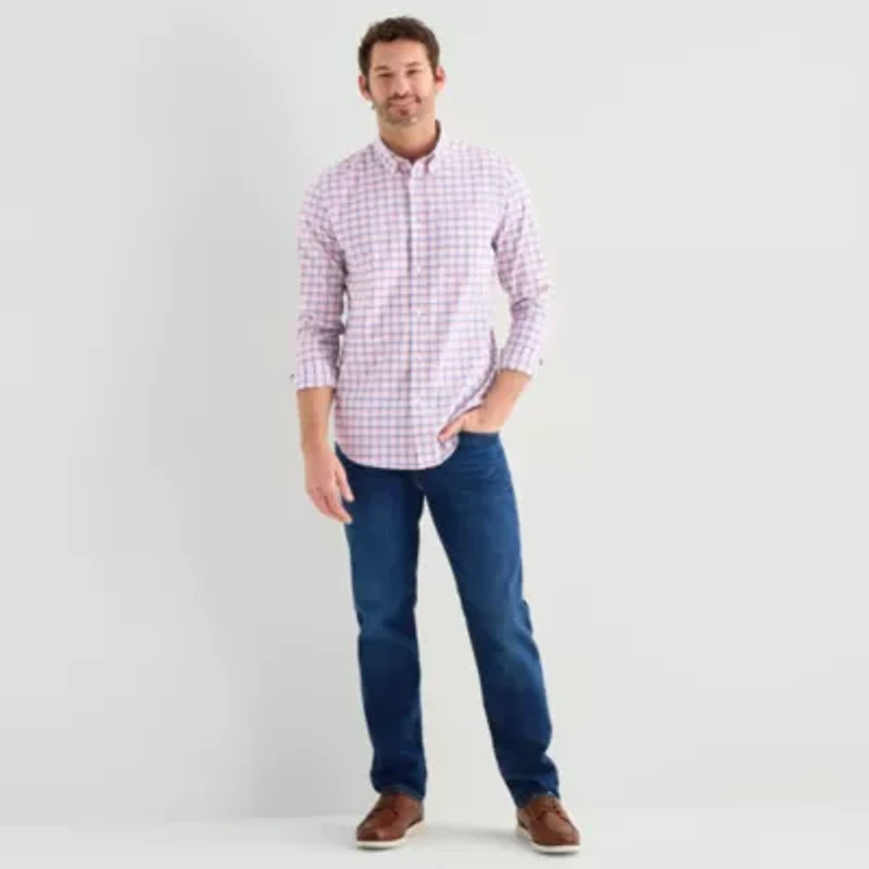St. John's Bay Performance Mens Long Sleeve Classic Fit Button-Down Shirt