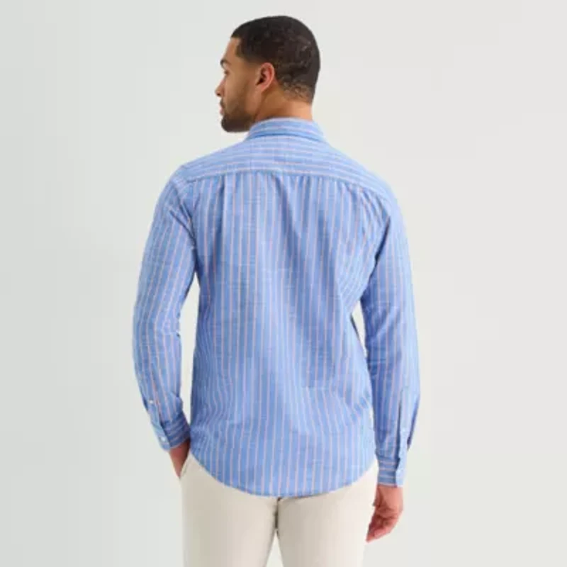 St. John's Bay Slub Mens Long Sleeve Button-Down Shirt