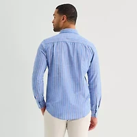 St. John's Bay Slub Mens Long Sleeve Button-Down Shirt