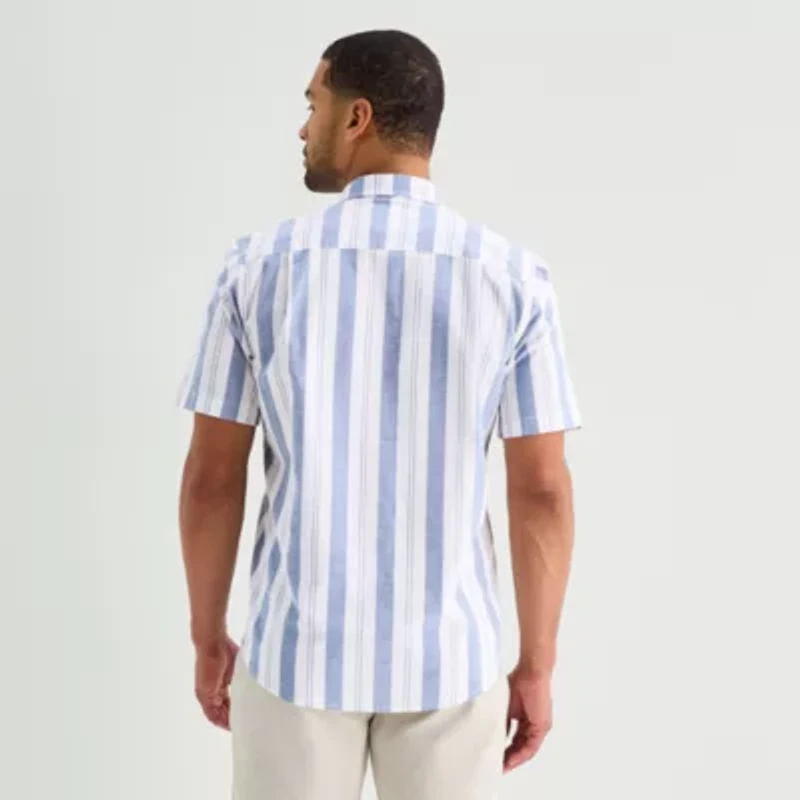 St. John's Bay Oxford Mens Short Sleeve Classic Fit Button-Down Shirt