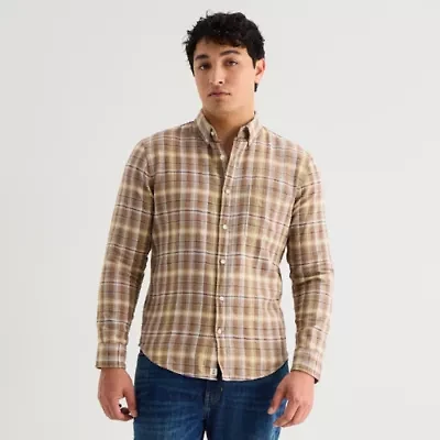 mutual weave Mens Long Sleeve Classic Fit Button-Down Shirt