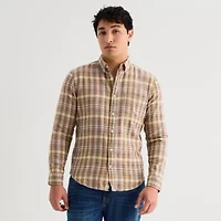 mutual weave Mens Long Sleeve Classic Fit Button-Down Shirt