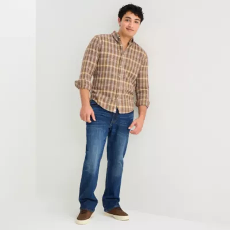 mutual weave Mens Long Sleeve Classic Fit Button-Down Shirt