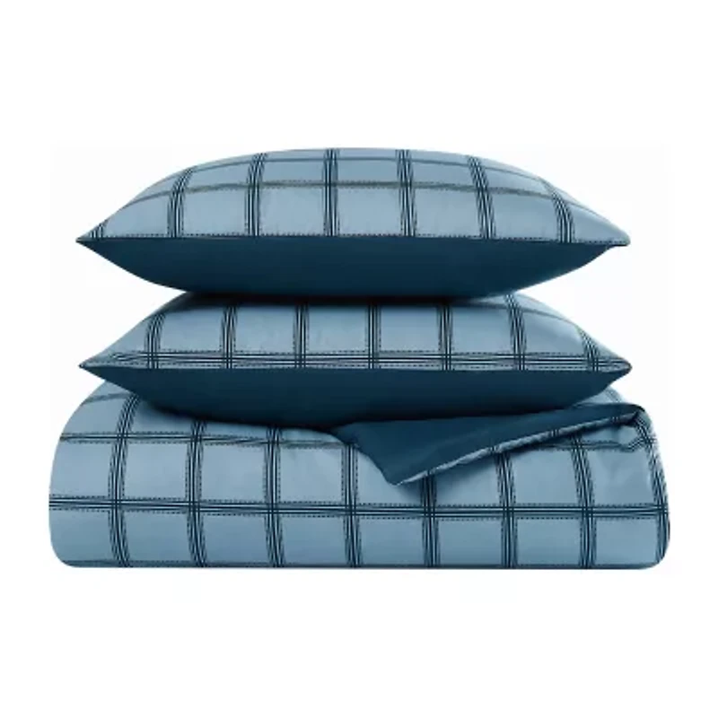 Cannon Luka Grid 3-pc. Easy Care Duvet Cover Set